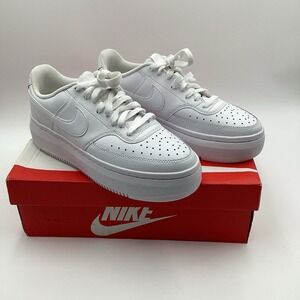 Nike Women's Size 10 Court Vision Alta Leather Running Sneakers White Shoes